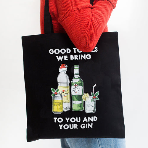 'Good Tonics We Bring' Christmas Gin Tote Bag Tote Bag Of Life & Lemons 
