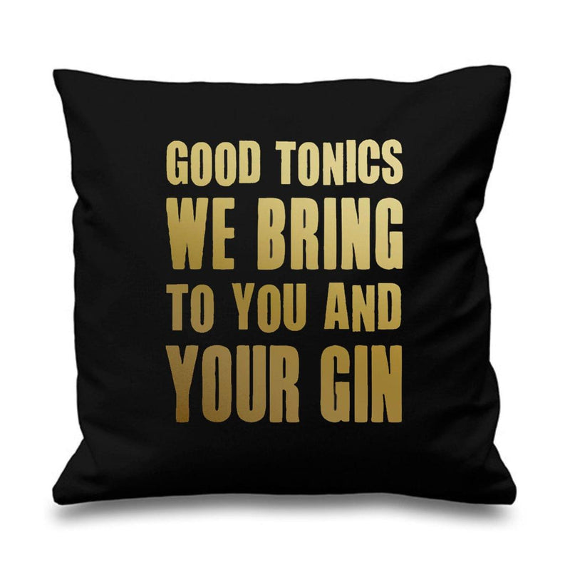 'Good Tonics We Bring' Typographic Christmas Cushion Cushion Of Life & Lemons® 