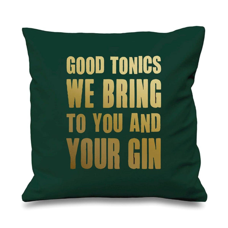 'Good Tonics We Bring' Typographic Christmas Cushion Cushion Of Life & Lemons® 