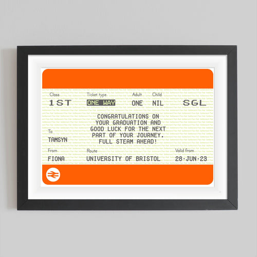 Personalised Graduation Train Ticket Print Train Ticket Prints Of Life & Lemons 