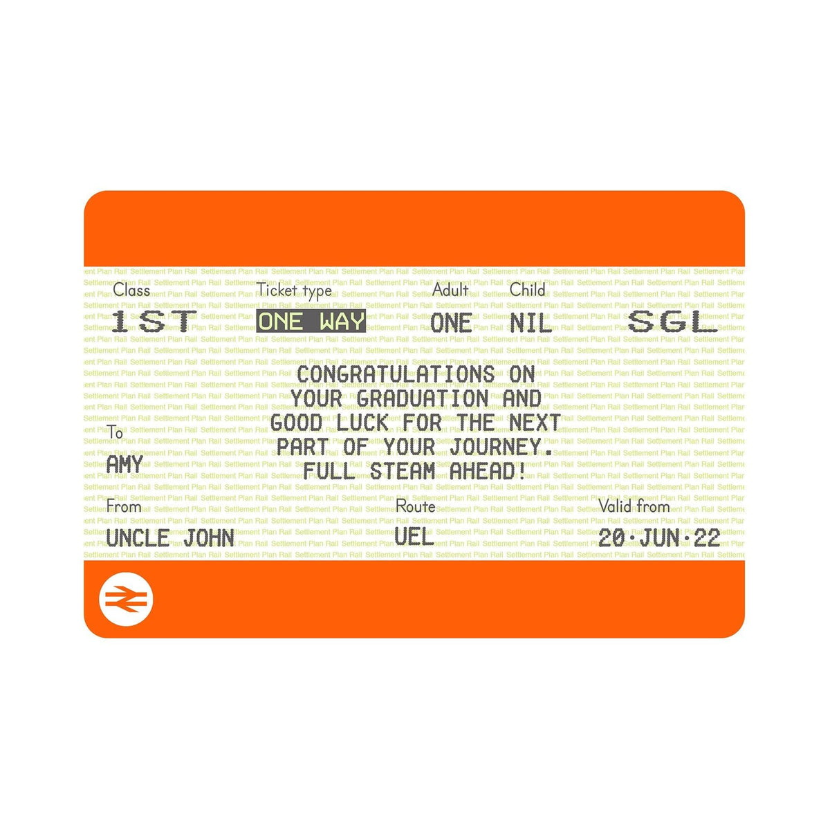 Personalised Graduation Train Ticket Print Train Ticket Prints Of Life & Lemons 