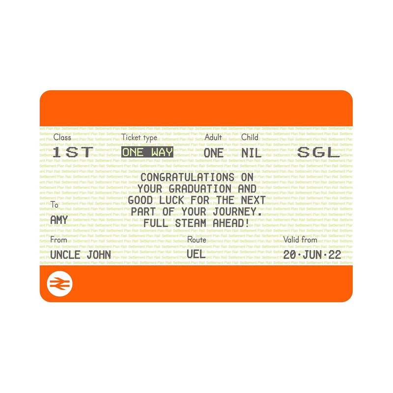 Personalised Graduation Train Ticket Print Train Ticket Prints Of Life & Lemons 