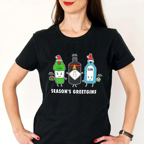 'Season's GreetGINS' Christmas T-Shirt T-Shirt Of Life & Lemons 