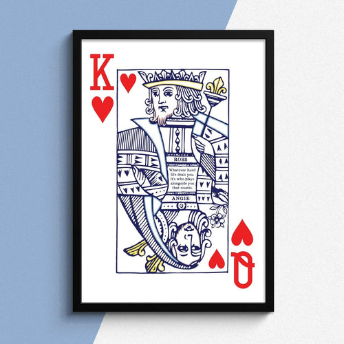 King & Queen of Hearts Personalised Couples Print Personalised Prints Of Life & Lemons 
