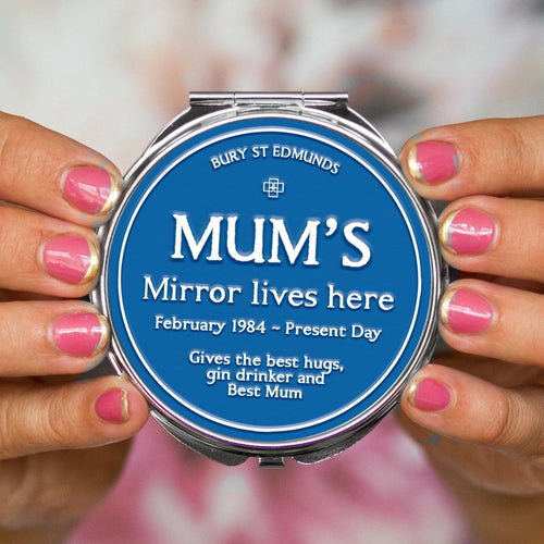 Personalised Blue Plaque Compact Mirror Compact Mirror Of Life & Lemons® 