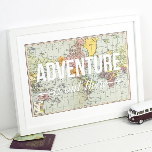 'Adventure Is Out There' World Map Print Map Prints Of Life & Lemons 
