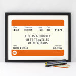 Personalised Train Ticket Friendship Print Train Ticket Prints Of Life & Lemons 