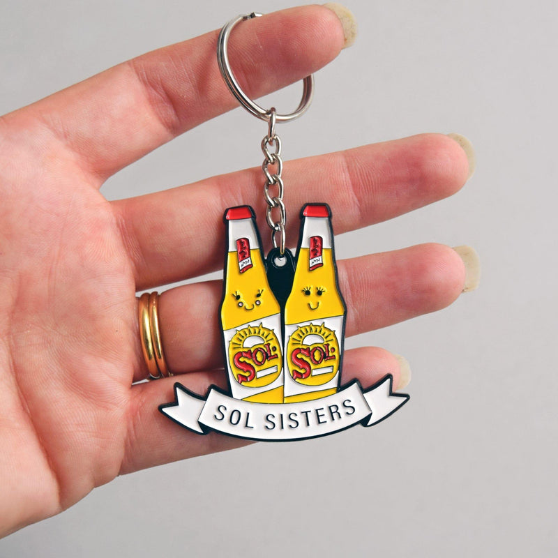 'Sol Sisters' Beer Keyring For Friend Keyring Of Life & Lemons 