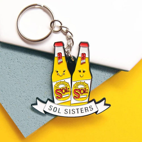 'Sol Sisters' Beer Keyring For Friend Keyring Of Life & Lemons 