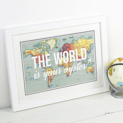 'The World is Your Oyster' World Map Print Map Prints Of Life & Lemons 