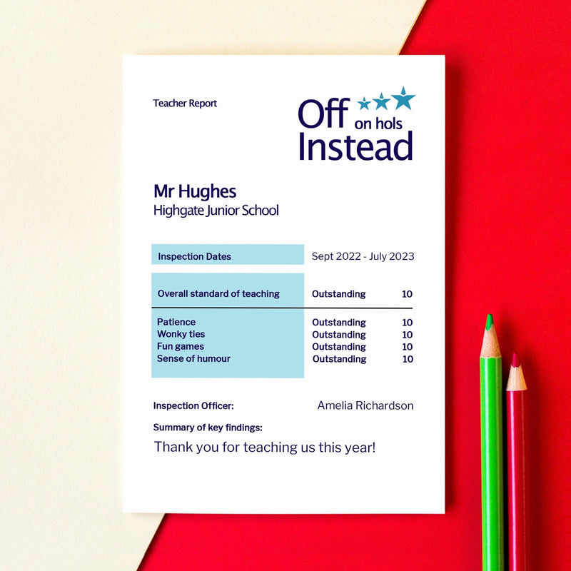 Personalised Report Style Teacher Card Cards for Teachers Of Life & Lemons 