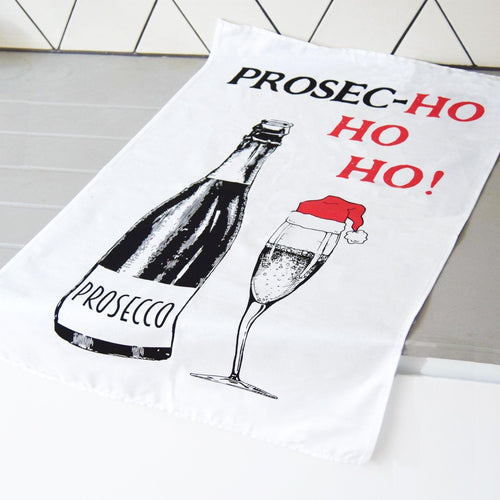 'Prosec-hohoho' Christmas Tea Towel Tea Towel Of Life & Lemons 