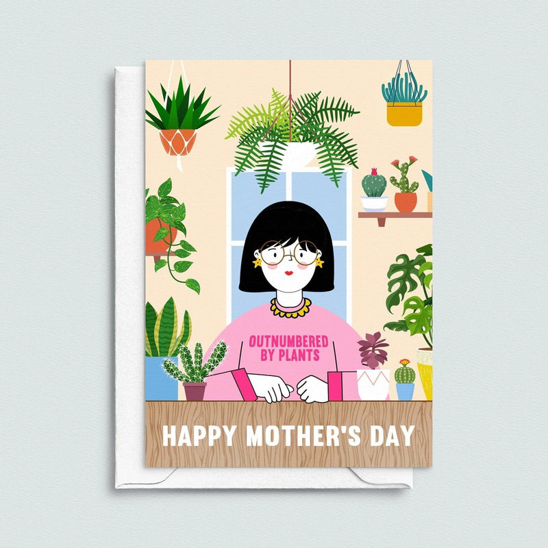 'Outnumbered By Plants' Mother's Day Card Cards for Mum Of Life & Lemons 