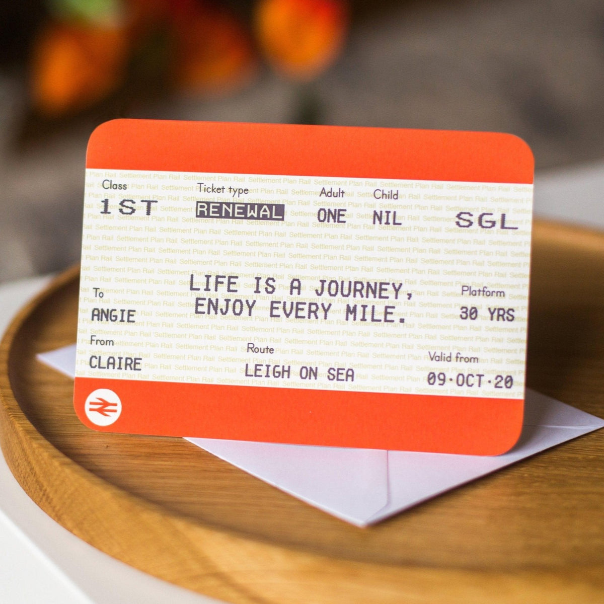 Personalised Train Ticket Birthday Card - Of Life & Lemons®