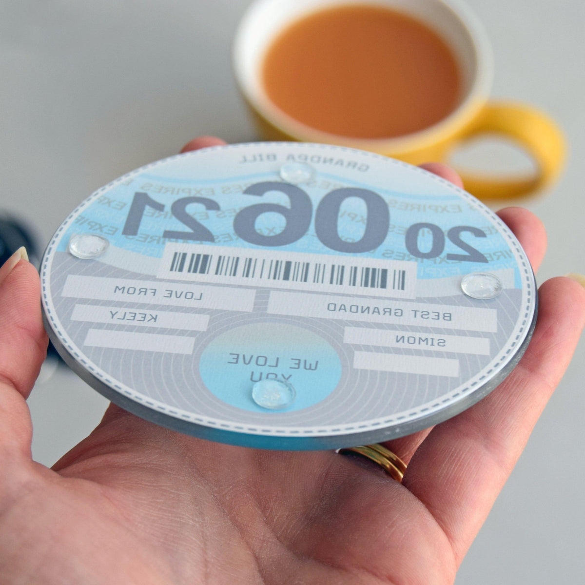 Personalised Glass Tax Disc Coaster for Dad - Of Life & Lemons®