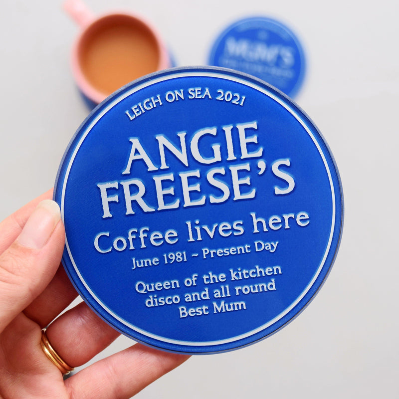 Personalised 'Blue Plaque' Glass Coaster Coaster Of Life & Lemons® 