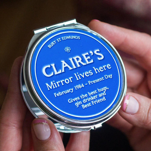 Personalised Blue Plaque Compact Mirror Compact Mirror Of Life & Lemons® 