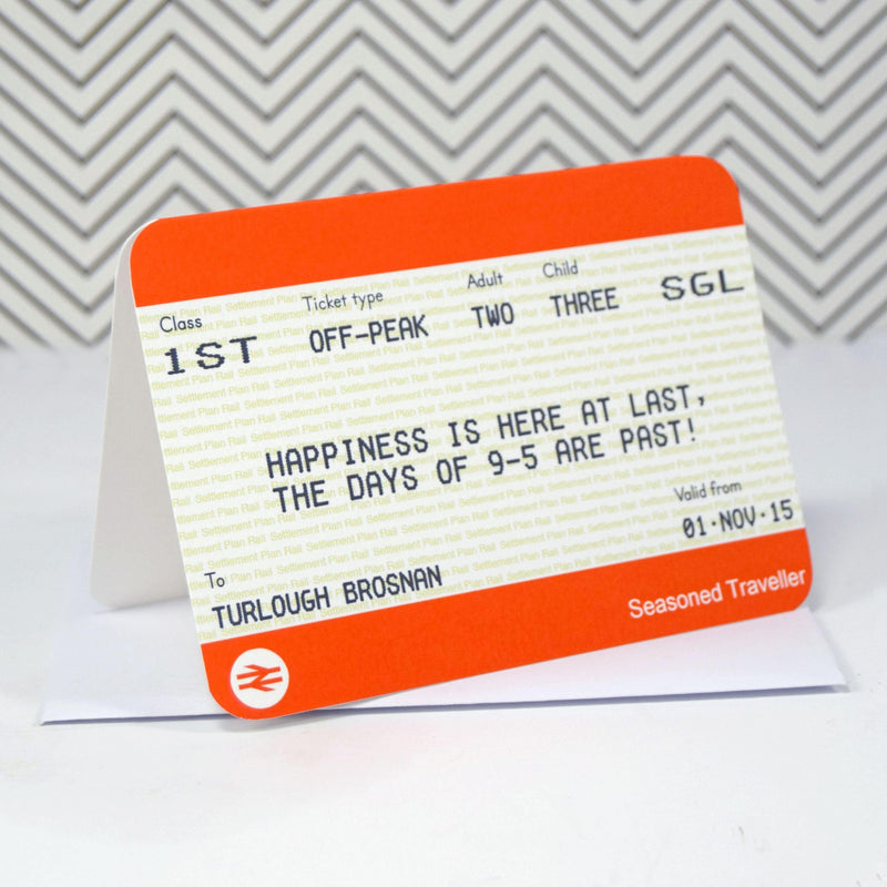 Personalised Train Ticket Retirement Card General Cards Of Life & Lemons 