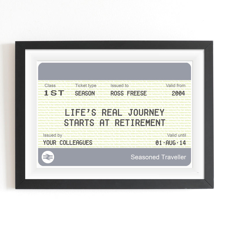 Personalised Train Ticket Retirement Print Train Ticket Prints Of Life & Lemons 