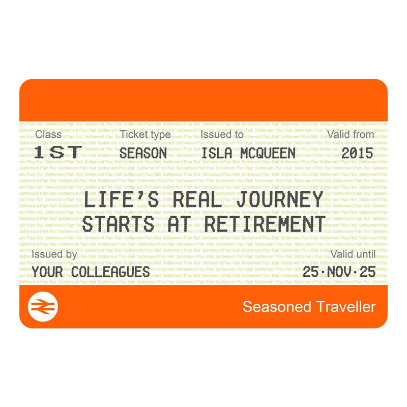 Personalised Train Ticket Retirement Print Train Ticket Prints Of Life & Lemons 