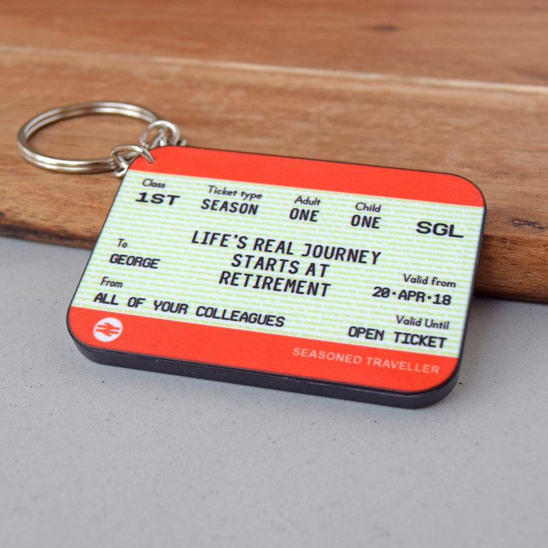 Personalised Train Ticket Retirement Keyring Personalised Keyring Of Life & Lemons 