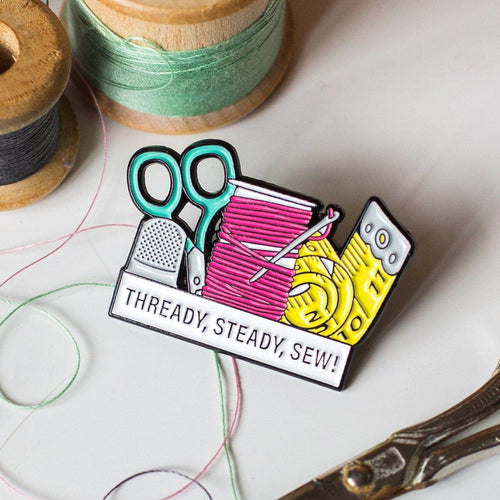 'Thready, Steady, Sew!' Enamel Pin Badge Enamel Pin Badge Of Life & Lemons 