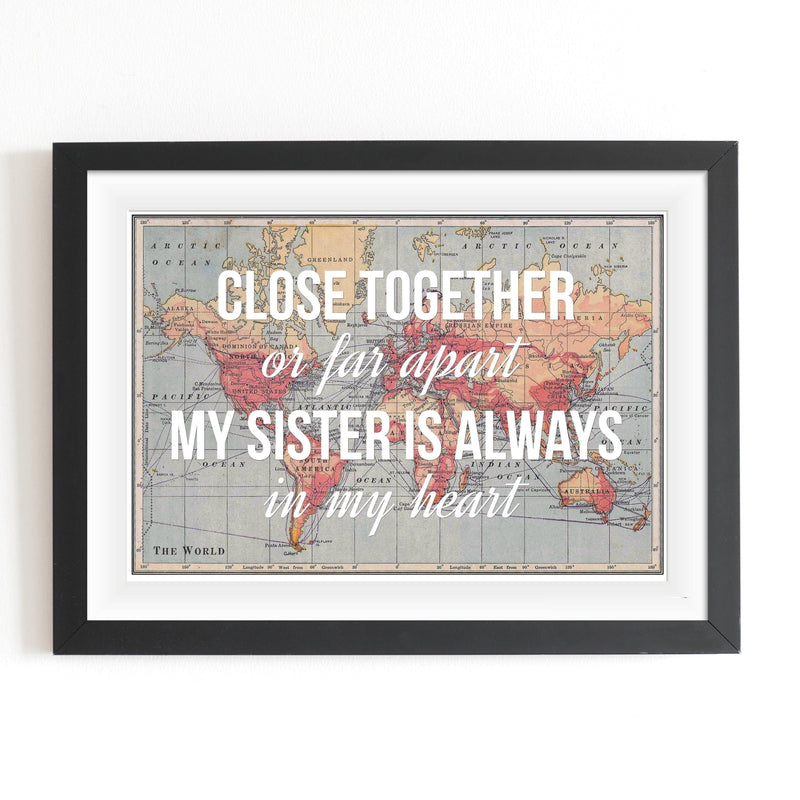 Personalised Sister Print Map Prints Of Life & Lemons 