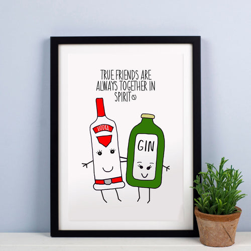 'Together in Spirits' Friendship Print Personalised Prints Of Life & Lemons 