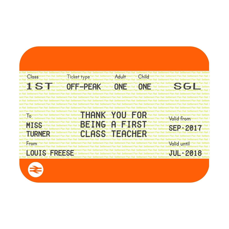 Personalised Train Ticket Card for Teacher Cards for Teachers Of Life & Lemons 