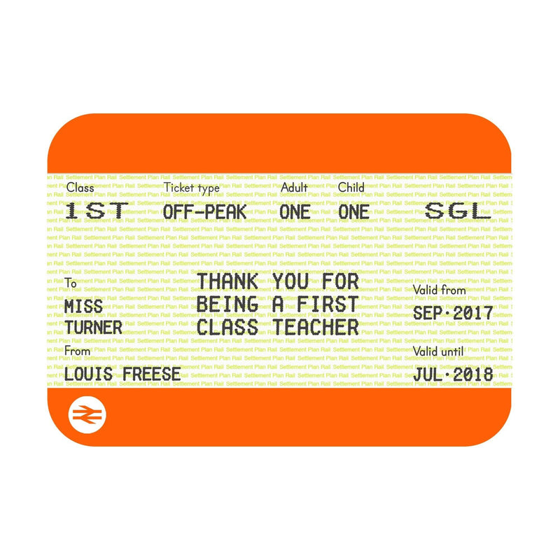 Personalised Train Ticket Card for Teacher Cards for Teachers Of Life & Lemons 