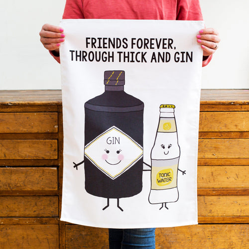 'Thick & Gin' Friendship Tea Towel Tea Towel Of Life & Lemons 