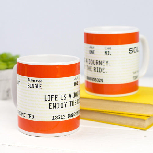 'Life is a Journey' Train Ticket Mug Mug Of Life & Lemons 