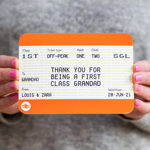Personalised Train Ticket Card for Grandad Cards for Grandparents Of Life & Lemons 