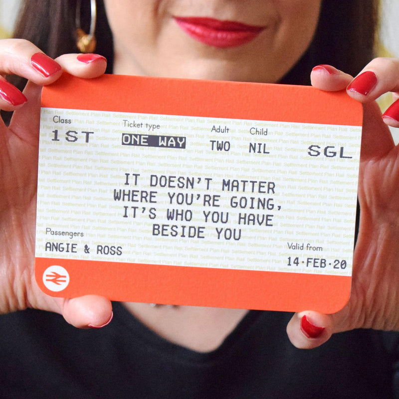 Personalised Train Ticket Valentine's Card Cards for your Other Half Of Life & Lemons 