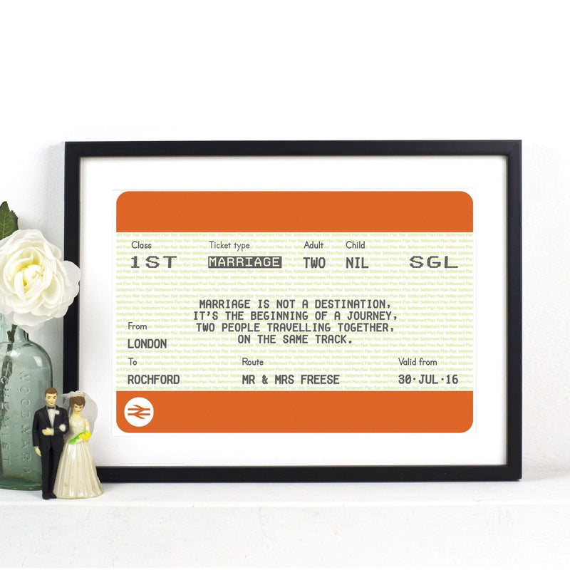 Personalised Train Ticket Wedding Print Train Ticket Prints Of Life & Lemons 
