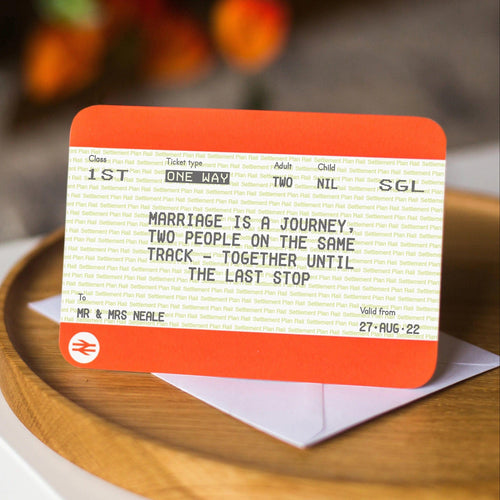 Personalised Train Ticket Wedding Card General Cards Of Life & Lemons 