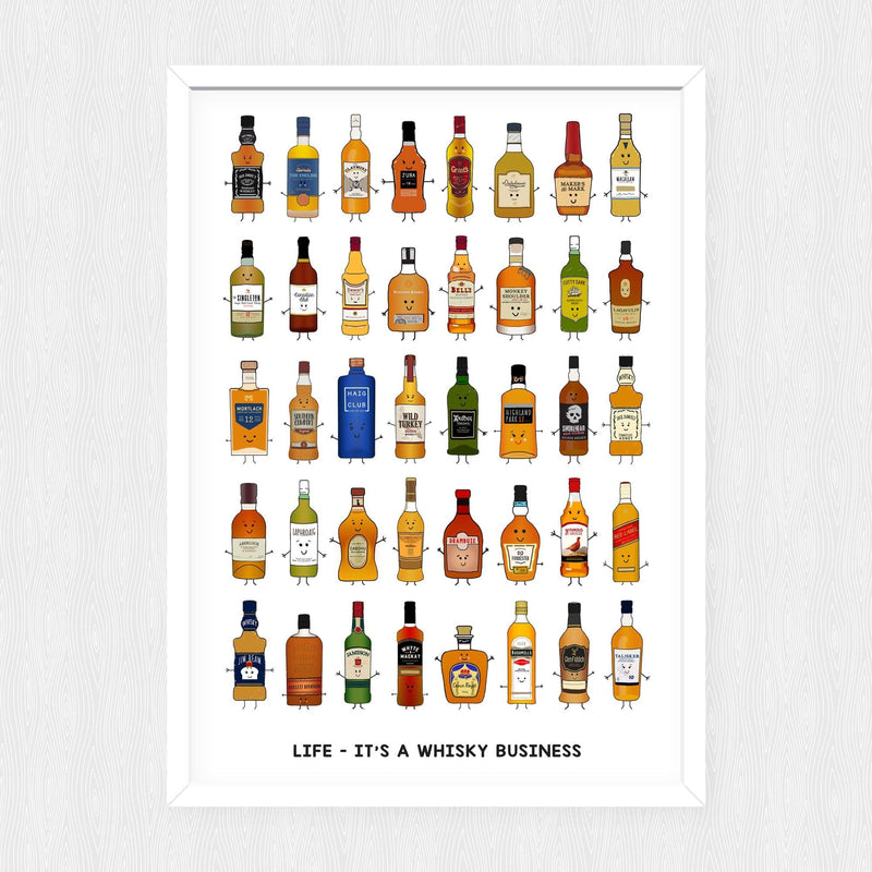 'Whisky Business' Illustrated Whisky Print Montage Prints Of Life & Lemons 