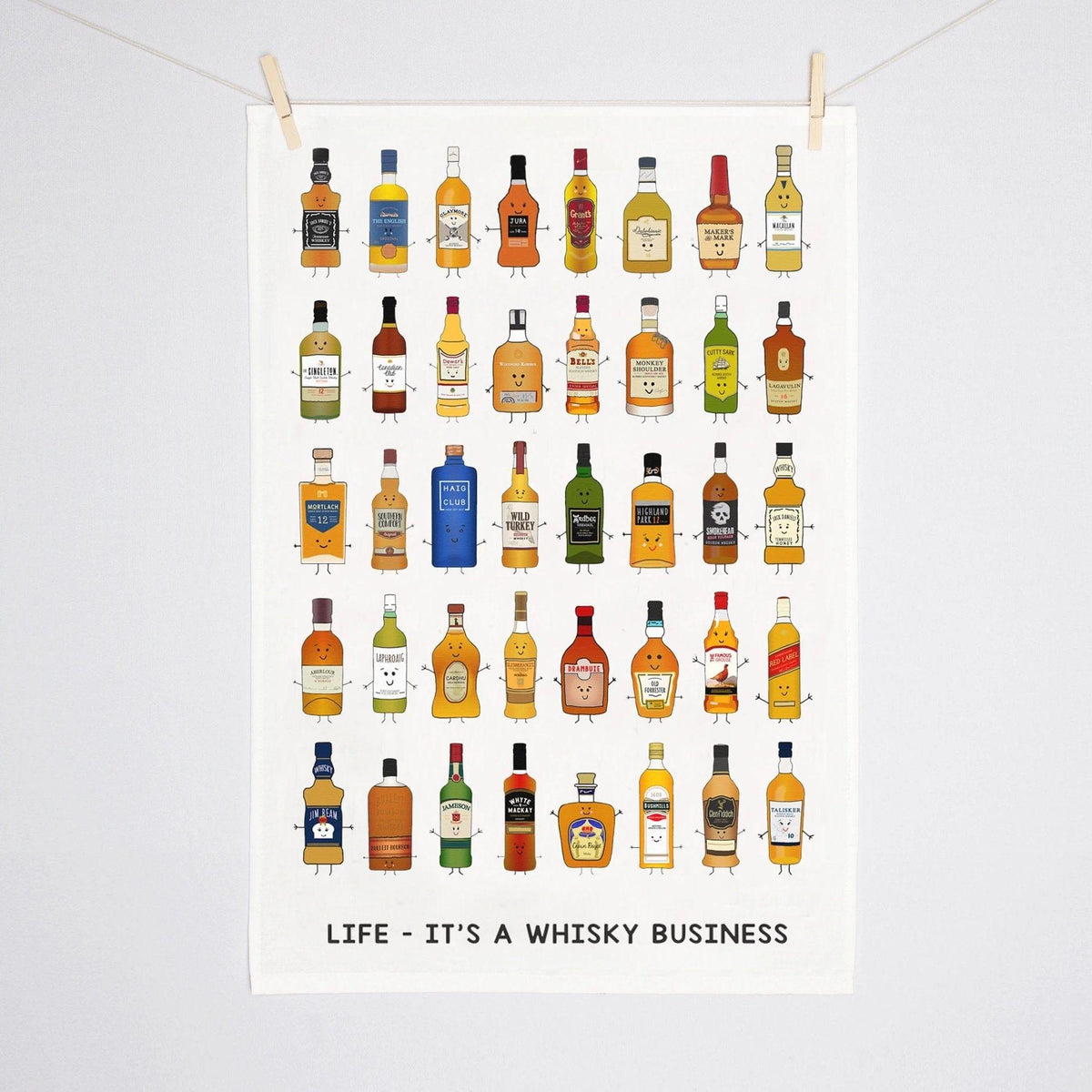 'Whisky Business' Whisky Montage Tea Towel Tea Towel Of Life & Lemons 