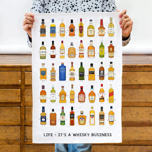 'Whisky Business' Whisky Montage Tea Towel Tea Towel Of Life & Lemons 