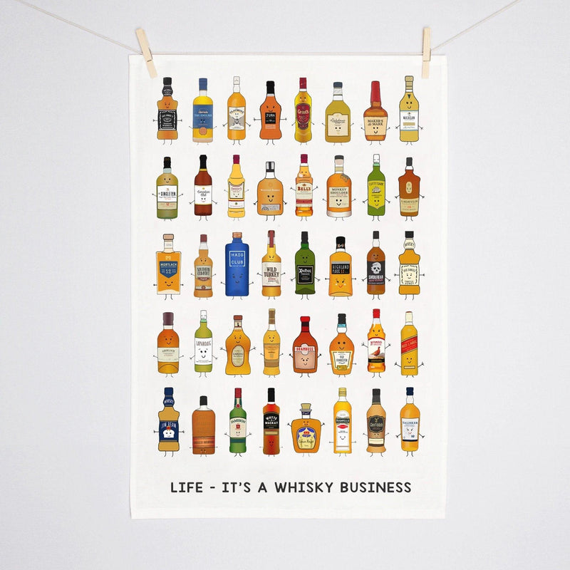 'Whisky Business' Whisky Montage Tea Towel Tea Towel Of Life & Lemons 