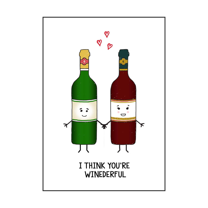 'Winederful' Funny Wine Valentine's Card Cards for your Other Half Of Life & Lemons 