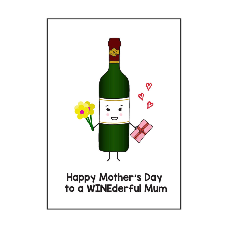 'WINEderful Mum' Wine Mother's Day Card Cards for Mum Of Life & Lemons 