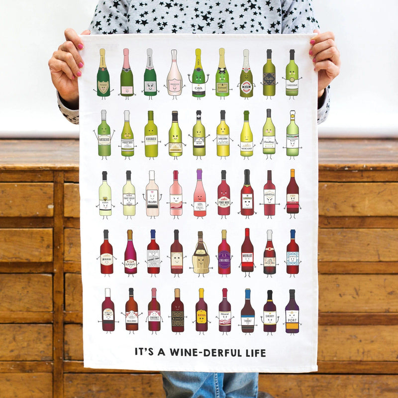 'WINEderful' Wine Montage Tea Towel Tea Towel Of Life & Lemons 