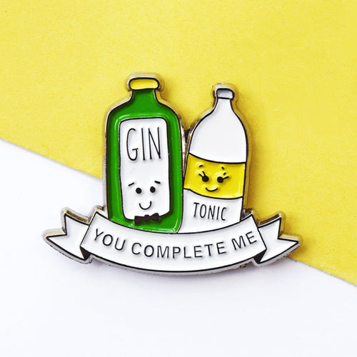 'You Complete Me' Gin & Tonic Enamel Pin Badge Enamel Pin Badge Of Life & Lemons 