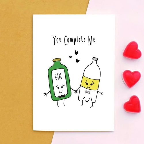 'You Complete Me' Gin Card Cards for your Other Half Of Life & Lemons 